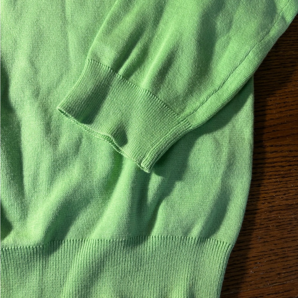Ralph Lauren Lime Green Pullover Sweater Pima Cotton V Neck, L - Picture 2 of 7
